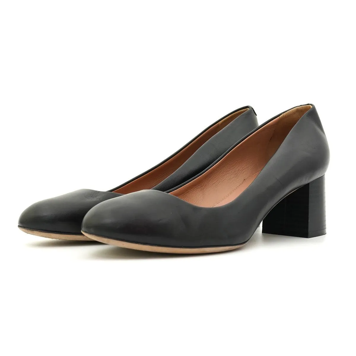 Hugo Boss Taylor Block Pump High-Heel Shoes Leather Black Colour For Women