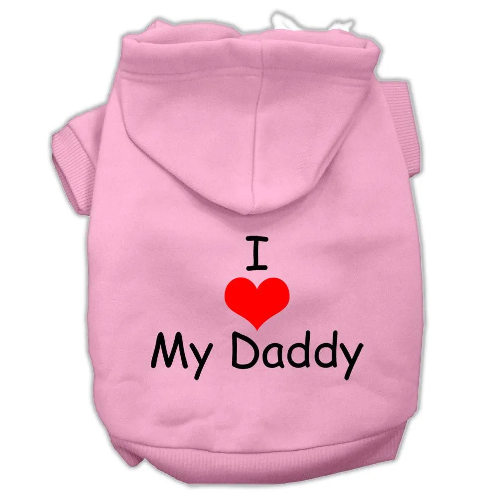 I Love My Daddy Screen Print Pet Hoodies Pink Size Lg (14)