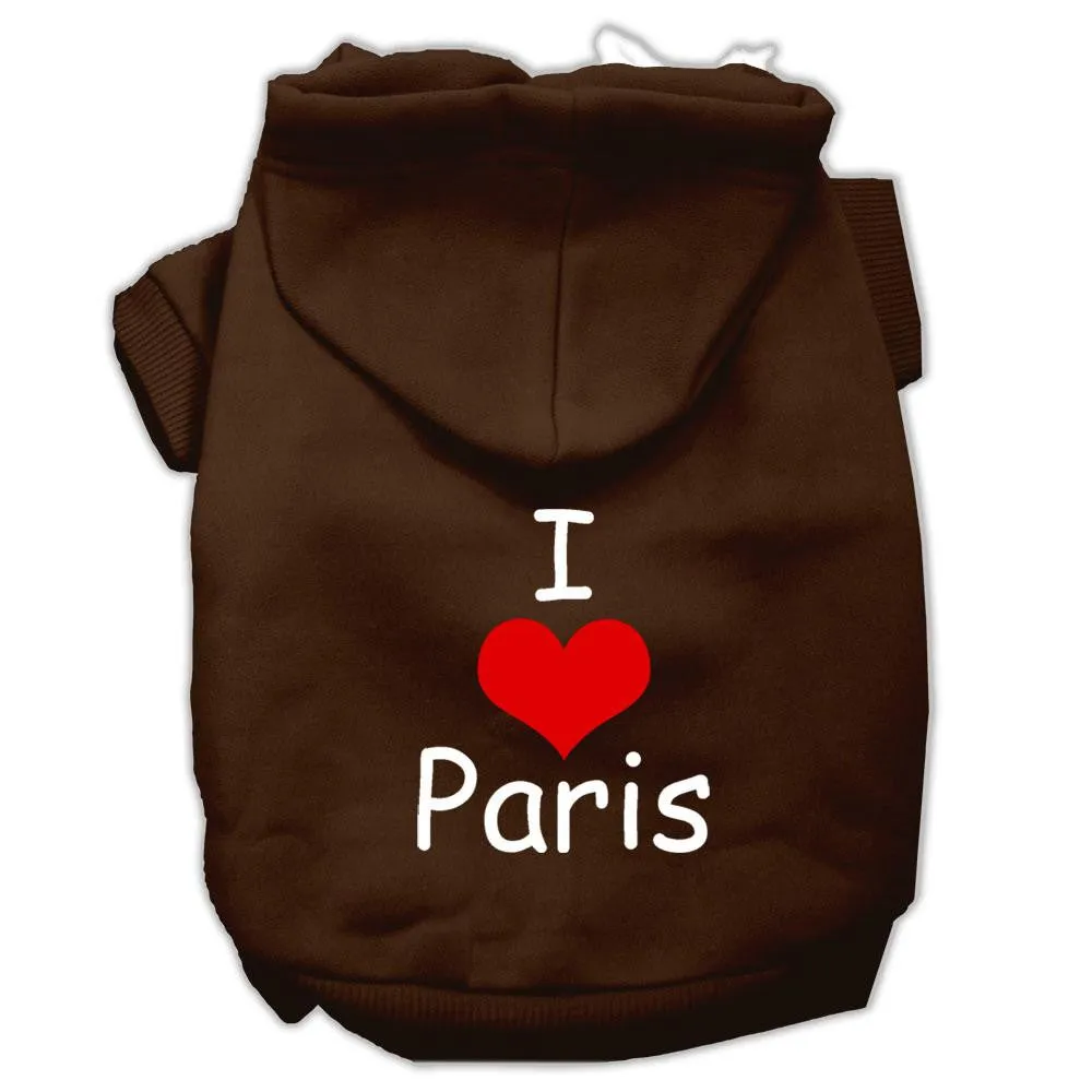 I Love Paris Screen Print Pet Hoodies Brown Size XXXL (20)