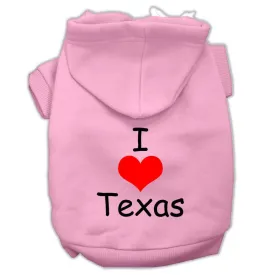 I Love Texas Screen Print Pet Hoodies Light Pink Size Med (12)