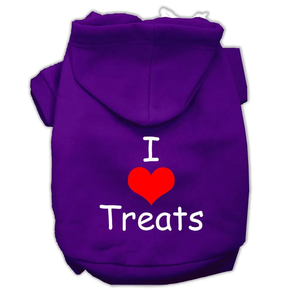 I Love Treats Screen Print Pet Hoodies Purple Size XL (16)