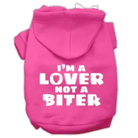 I'm A Lover Not A Biter Screen Printed Dog Pet Hoodies Bright Pink Size Sm (10)