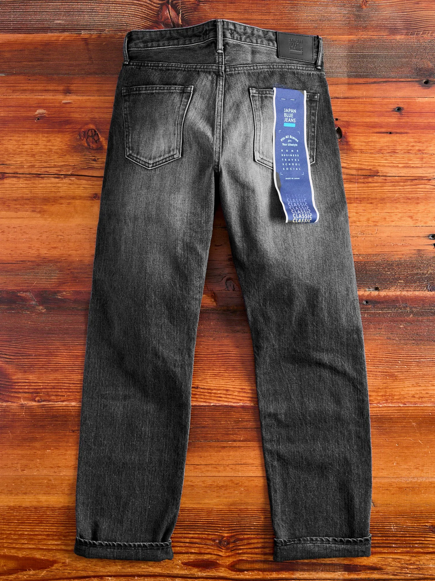 J414 "Aged Wash" 14oz Black Washed Selvedge Denim - Classic Straight Fit