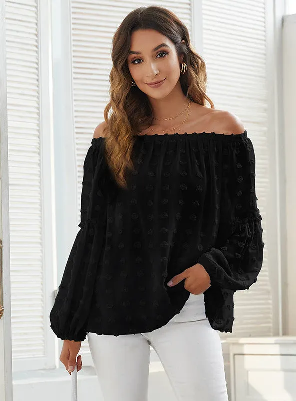 Jacquard Solid Color Long Sleeve Cchiffon Shirt