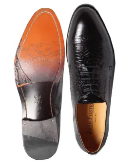 John Foster Black 5-Eyelet Woven Derby Lace Up Shoe