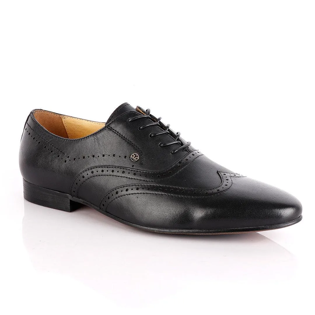 John Foster Black Oxford Lace Up Brogue Shoe