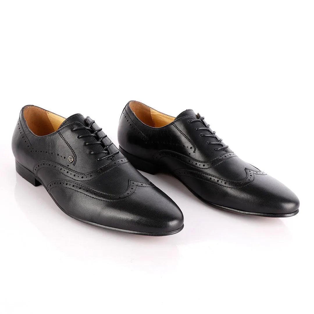 John Foster Black Oxford Lace Up Brogue Shoe