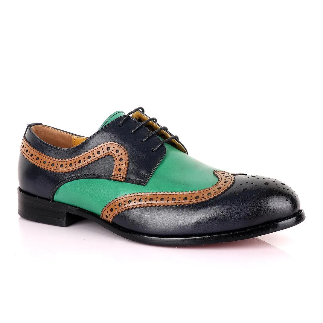 John Mendson Blue Green With Brown Oxford Shoe