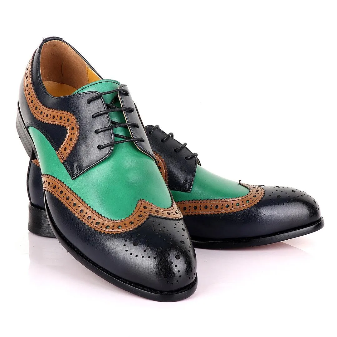 John Mendson Blue Green With Brown Oxford Shoe