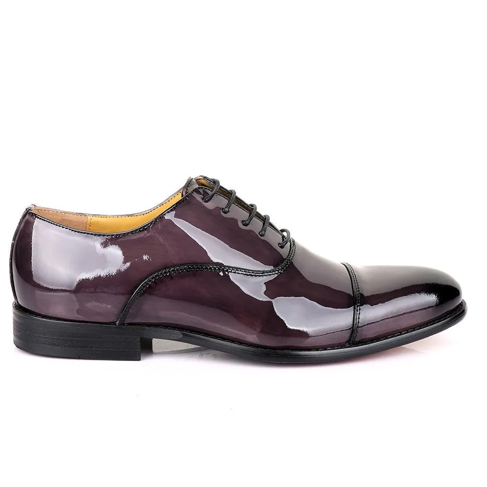 John Mendson Laceup Glossy Purple Leather Shoe