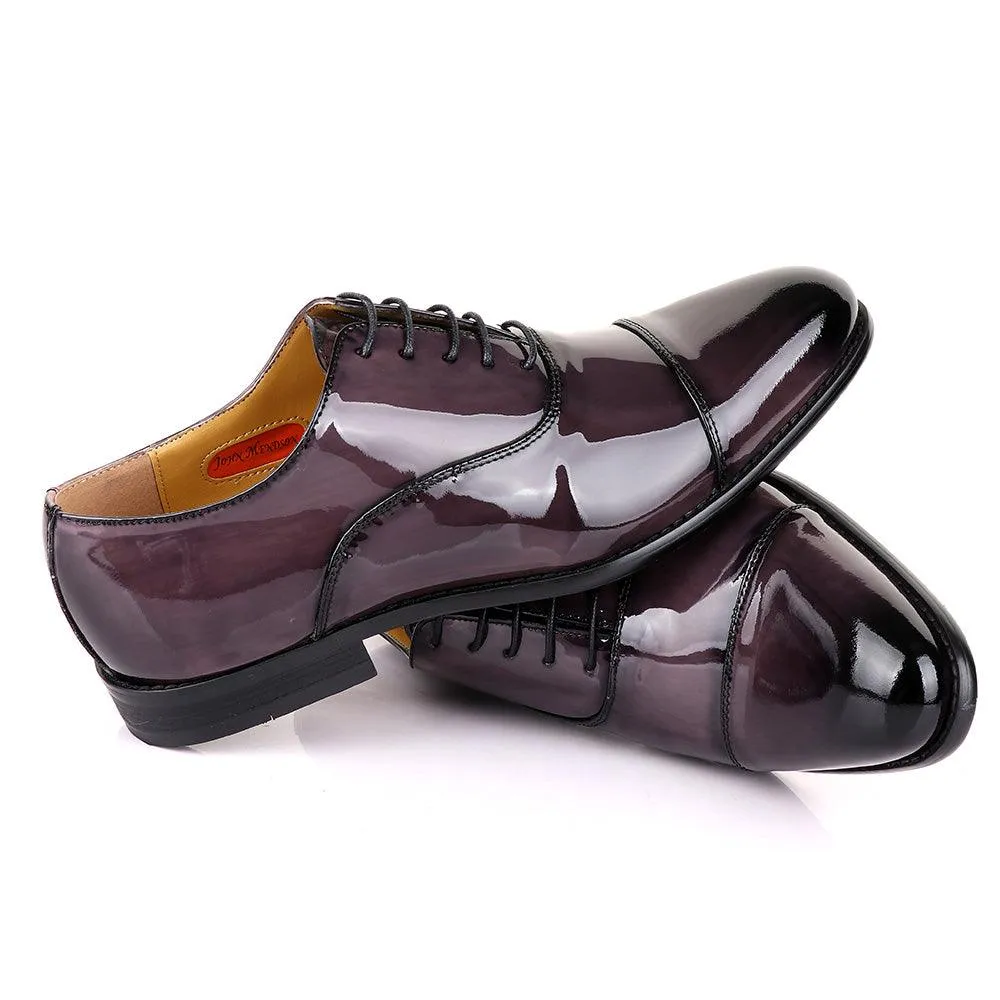 John Mendson Laceup Glossy Purple Leather Shoe