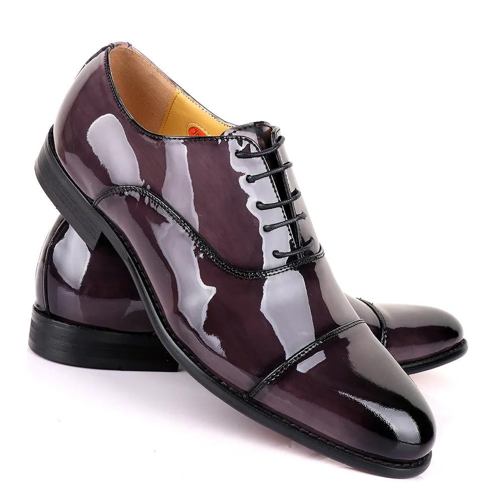 John Mendson Laceup Glossy Purple Leather Shoe