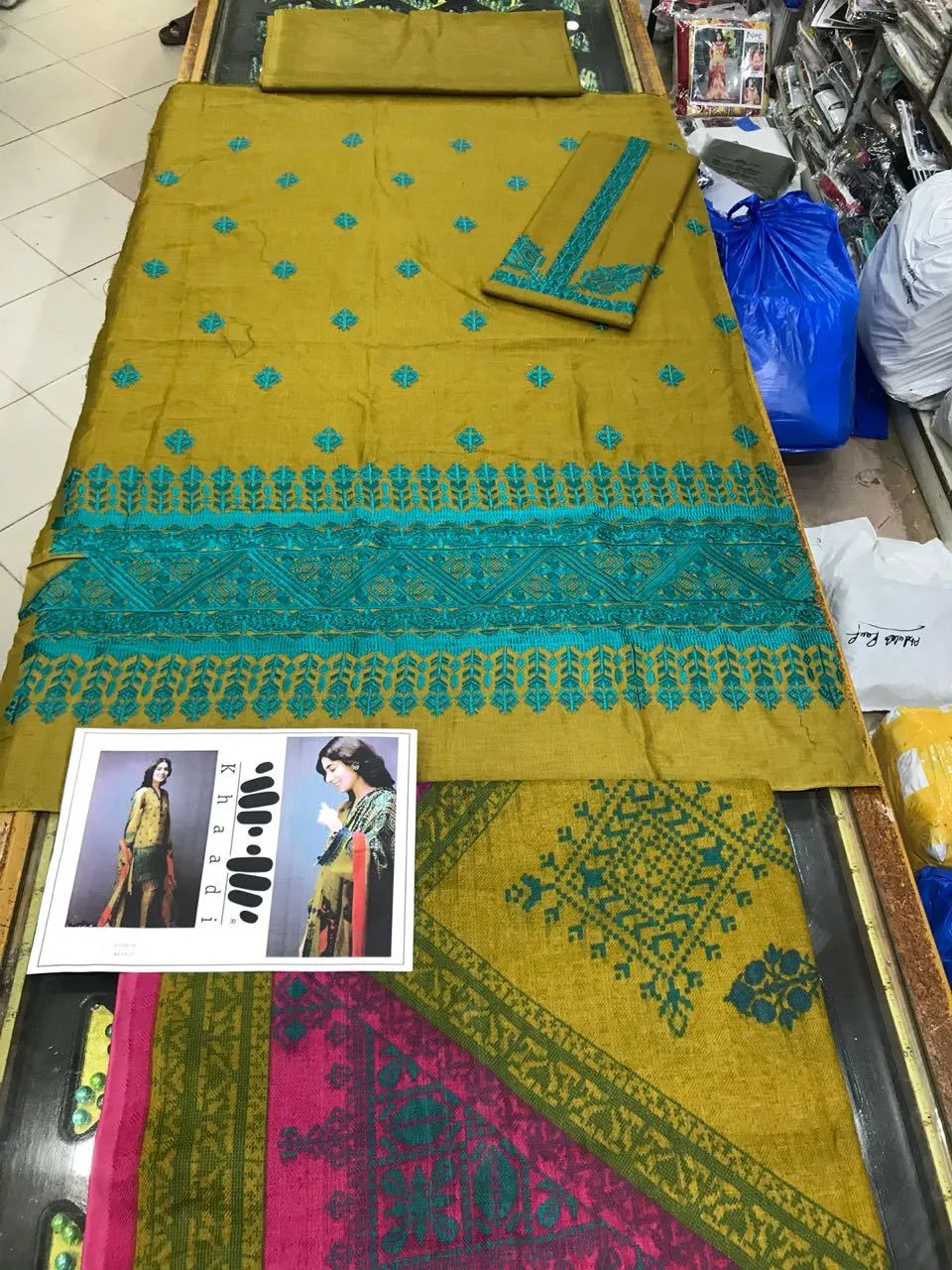 Khaadi Khaddar Dresses - Embroidered Wool Shawl Dupatta - Replica - Unstitched