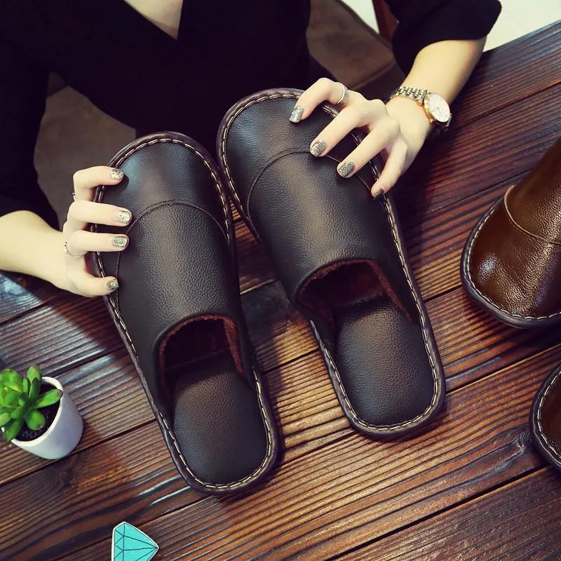 Leather Home Warm Slippers