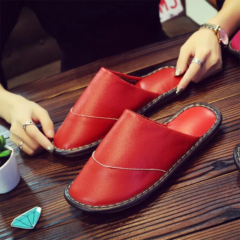 Leather Home Warm Slippers