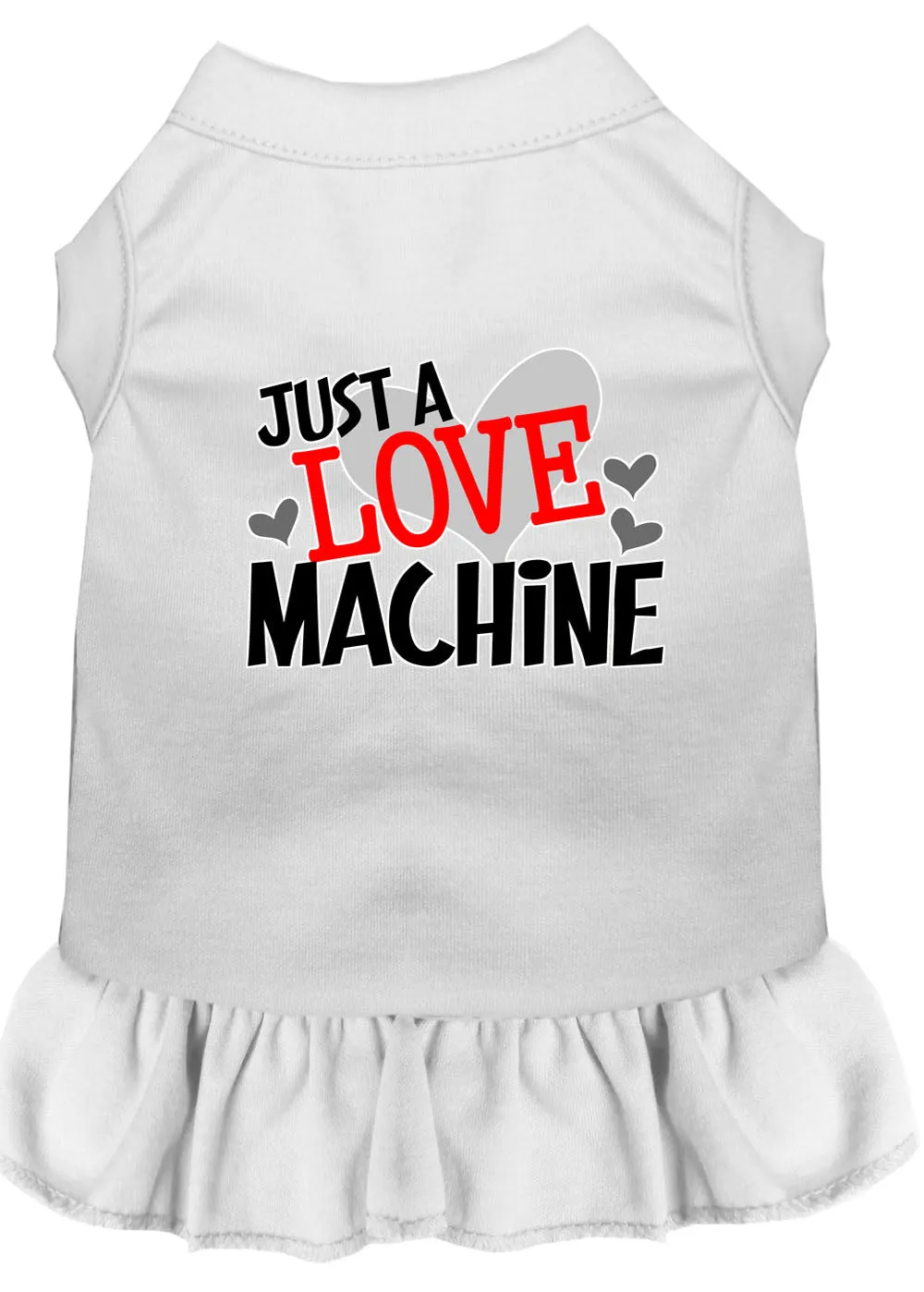 Love Machine Screen Print Dog Dress White Sm