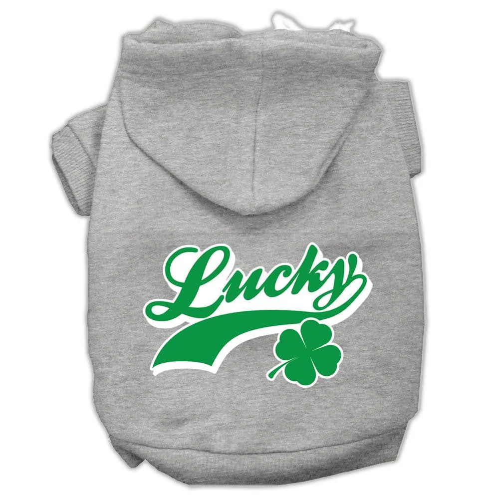 Lucky Swoosh Screen Print Pet Hoodies Grey Size Xxl (18)