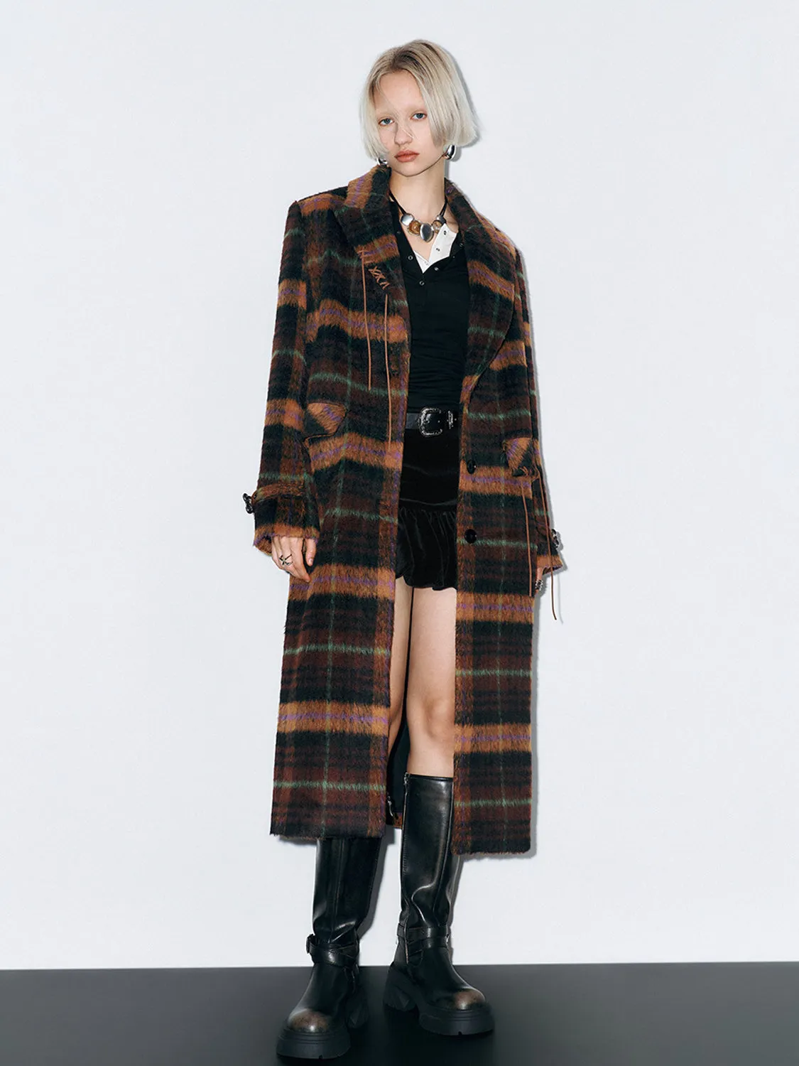 Maxi Plaid Loose Coats