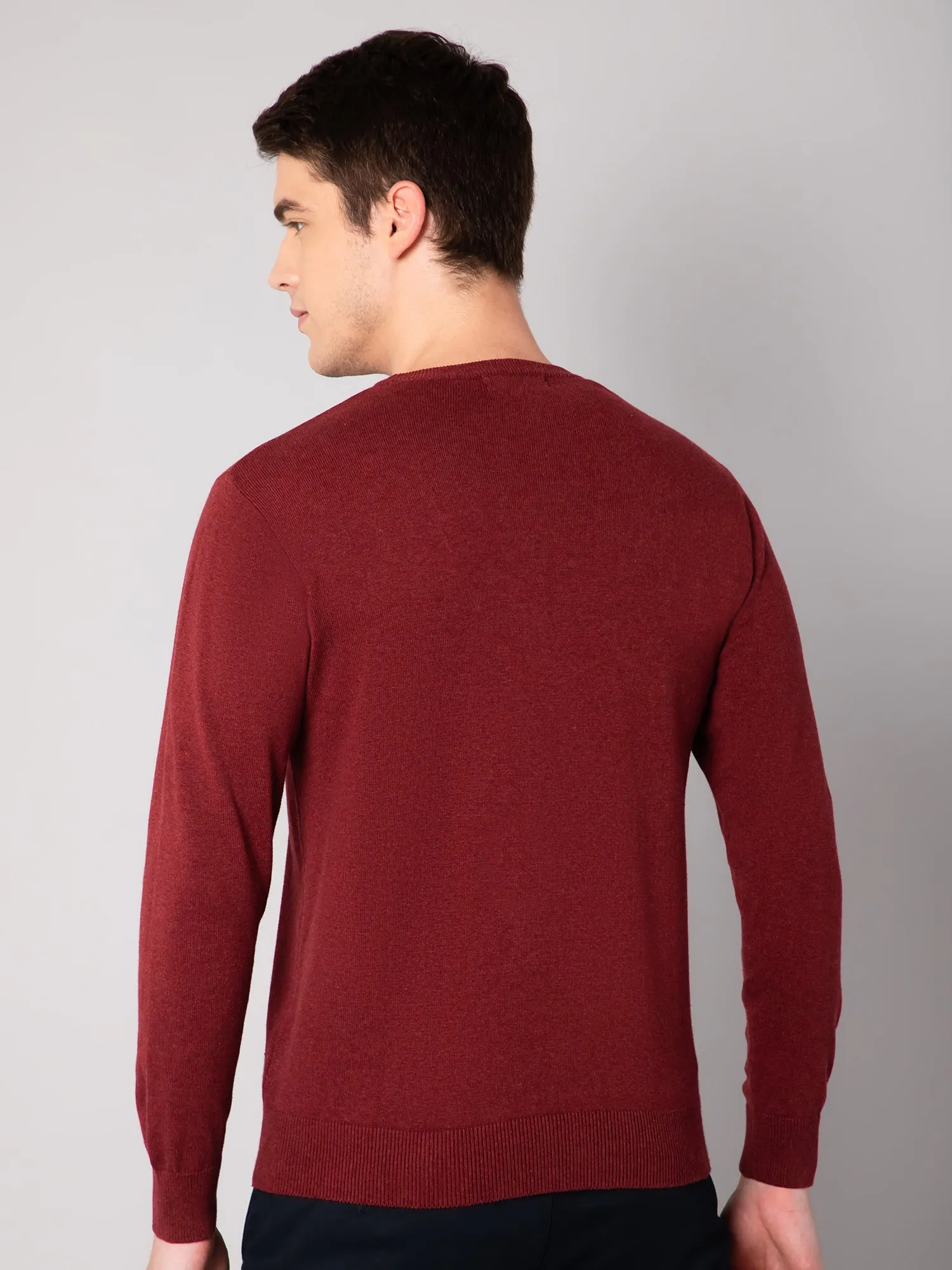 Mens Maroon Melange Sweater