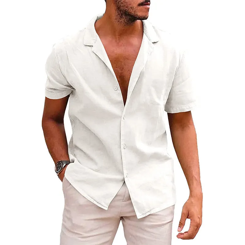 Men's Tops Casual Button Down Beach Shirt Short Sleeve Summer