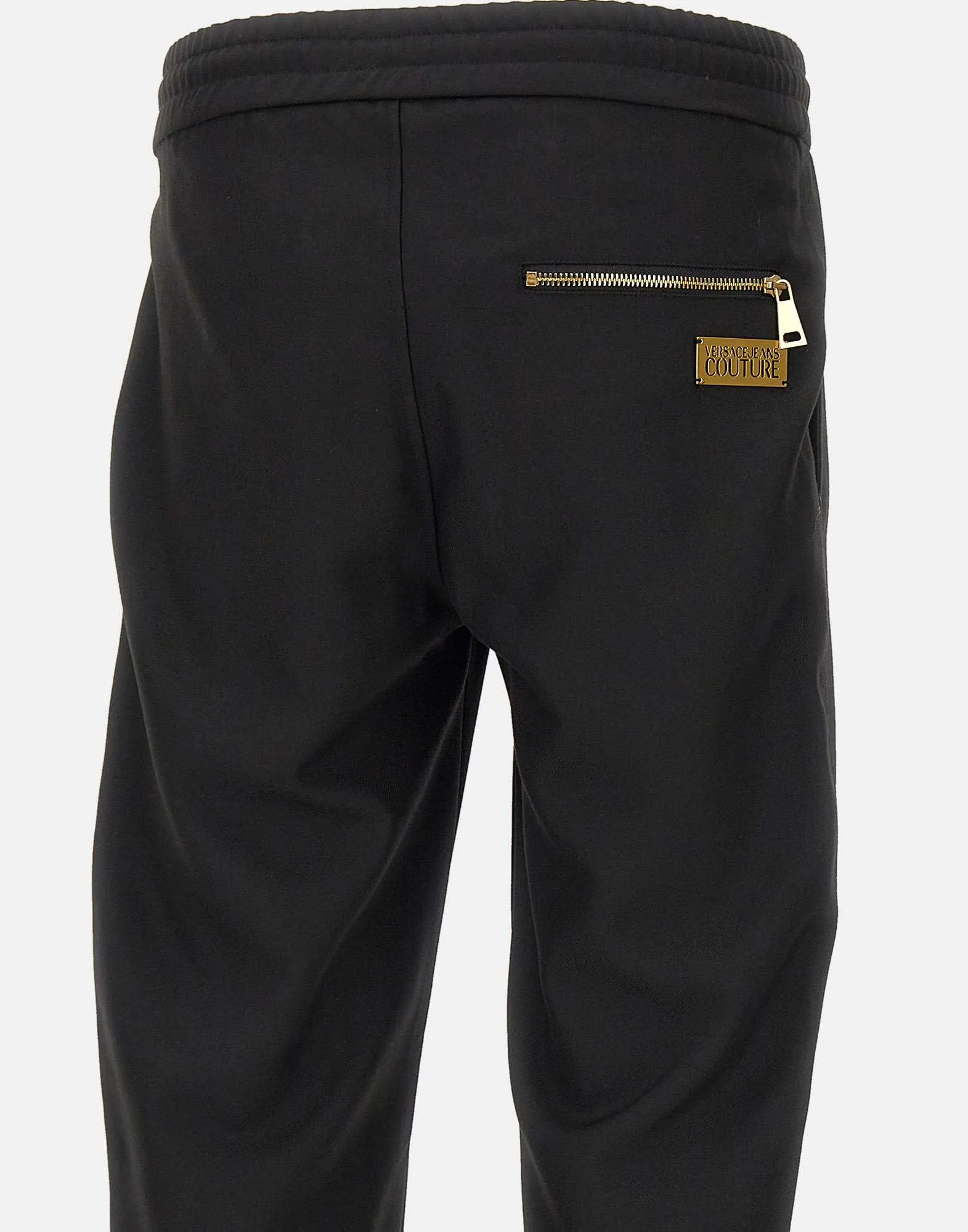 Metal Placket Black Viscose Trousers