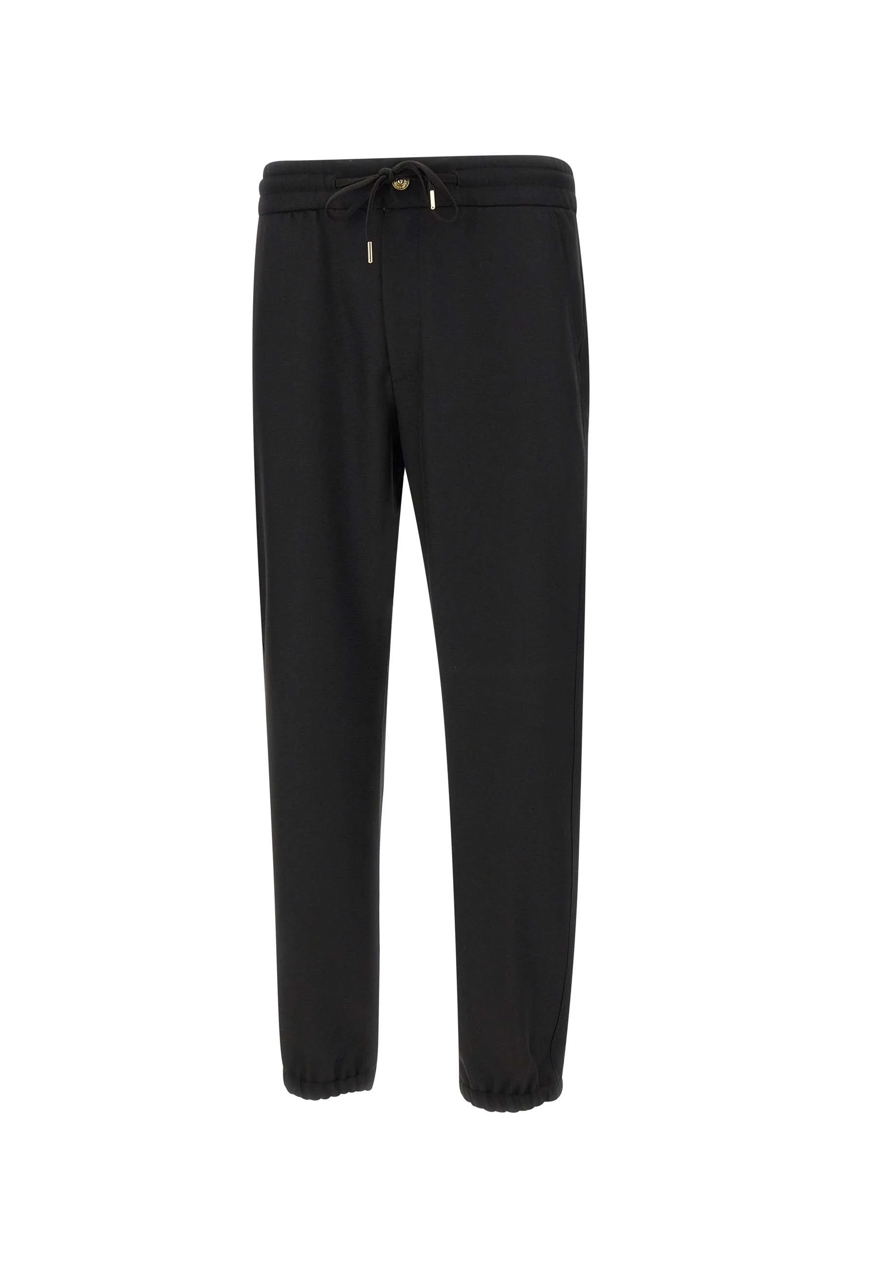 Metal Placket Black Viscose Trousers