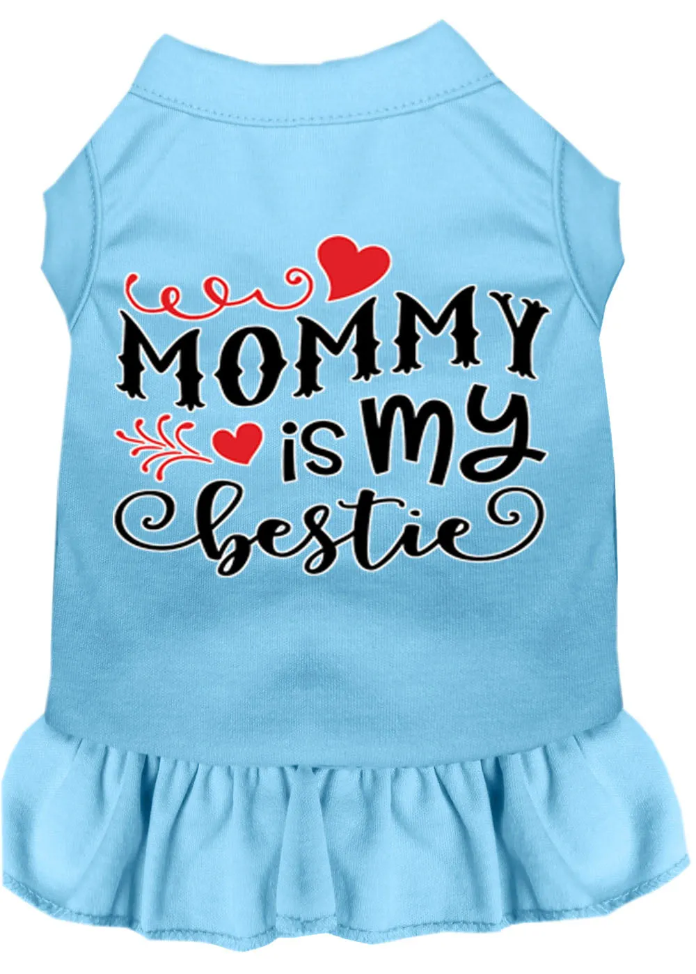 Mommy Is My Bestie Screen Print Dog Dress Baby Blue Sm (10)