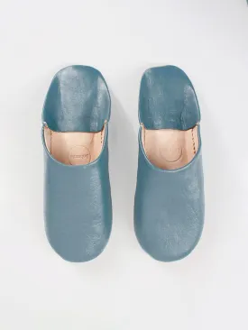 Moroccan Babouche Basic Slippers, Blue Grey