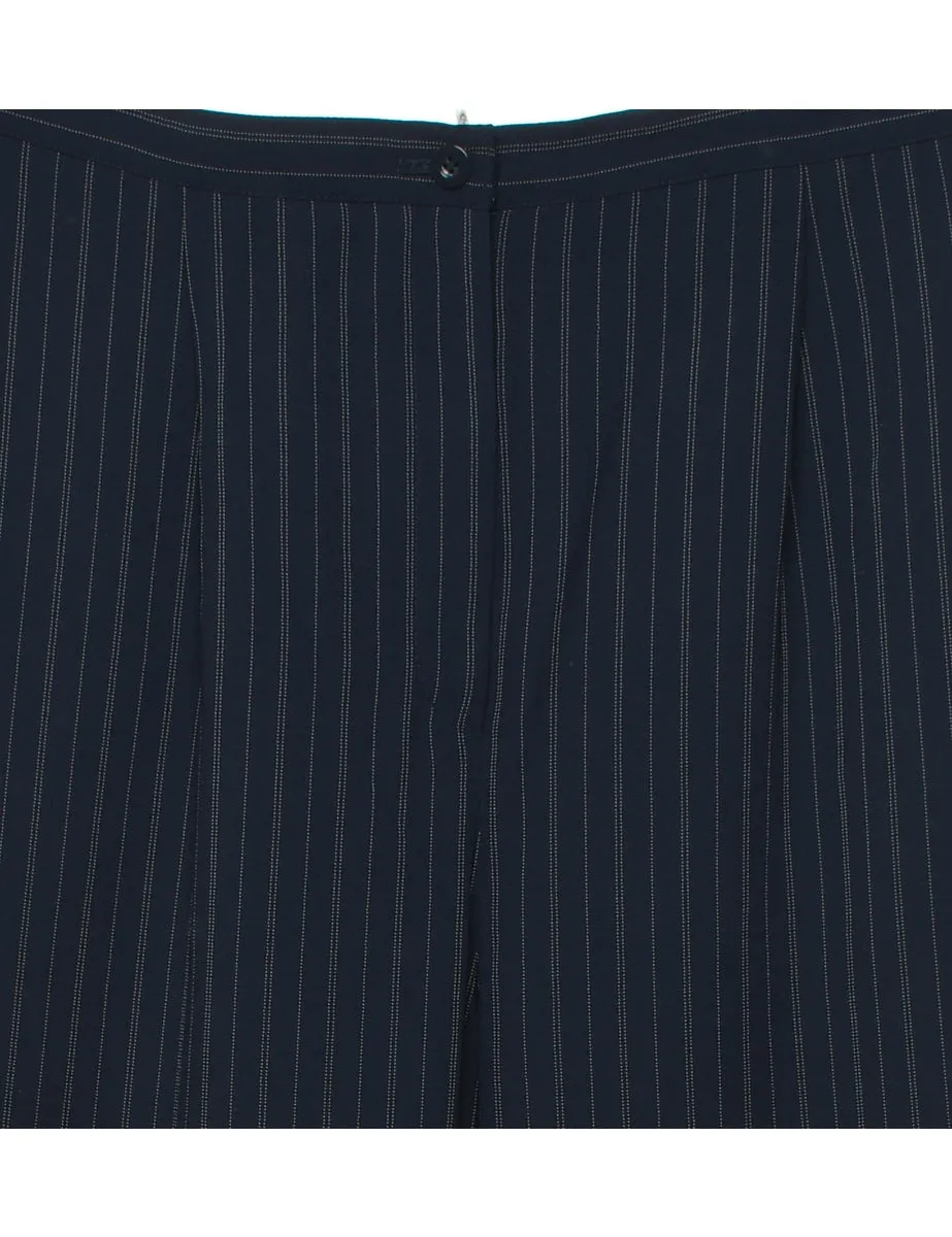 Navy Pinstriped Tapered Trousers - W32 L30