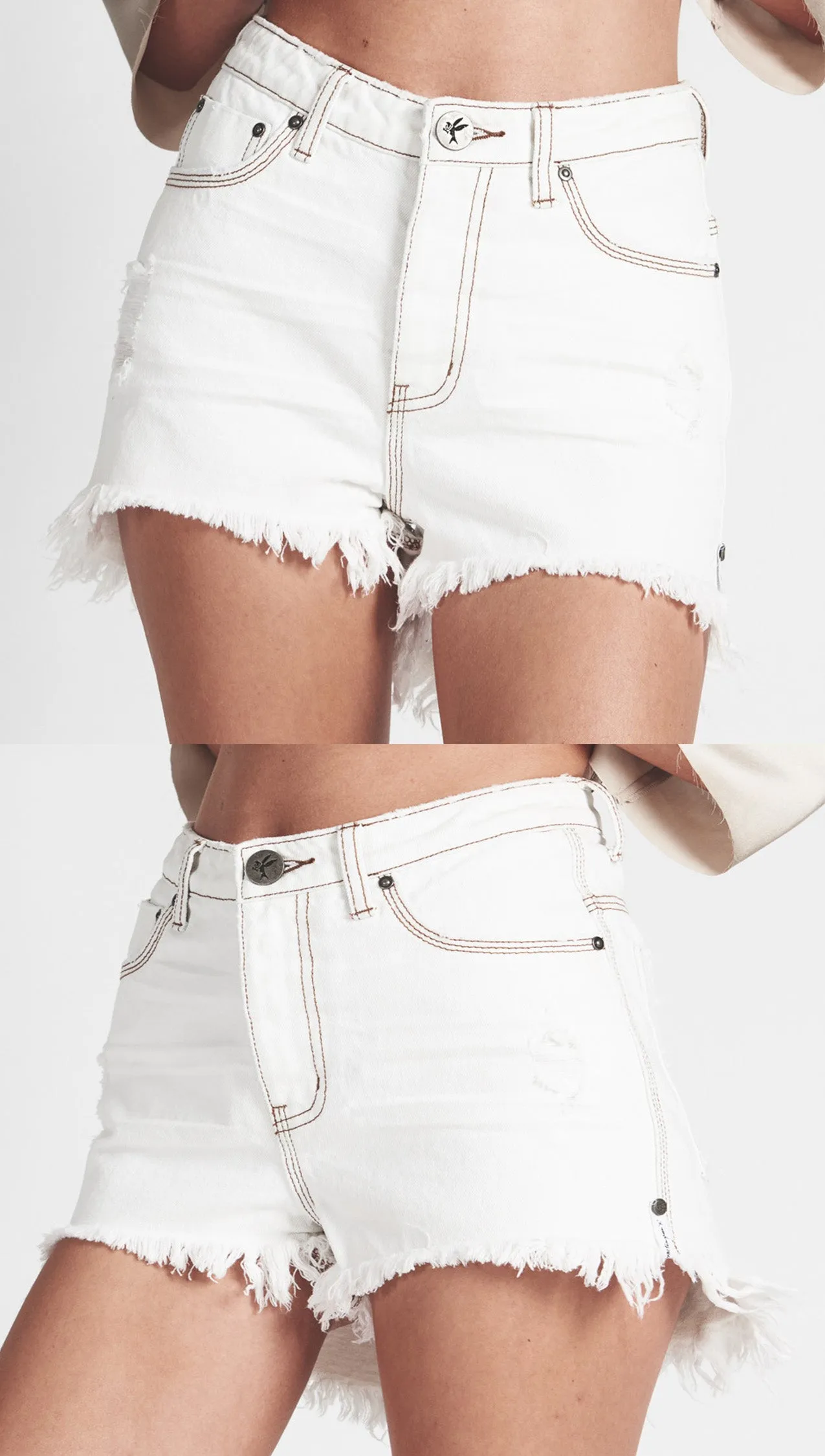 One Teaspoon Bonita High Waist Denim Short Coconut