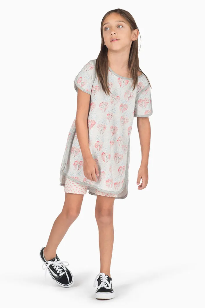 Paper Wings Heart Swan Tunic Girls Dress