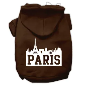 Paris Skyline Screen Print Pet Hoodies Brown Size Lg (14)