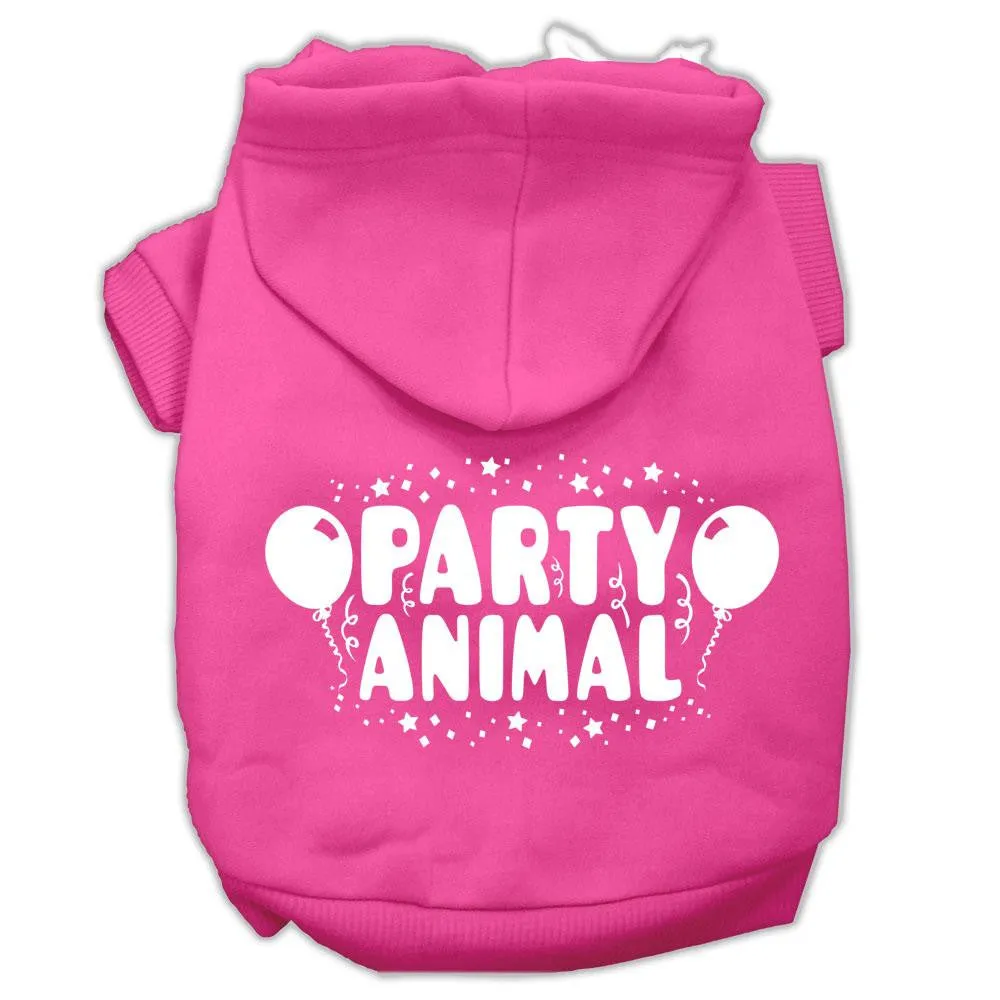 Party Animal Screen Print Pet Hoodies Bright Pink Size XL (16)