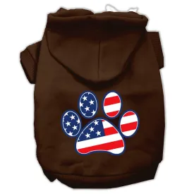 Patriotic Paw Screen Print Pet Hoodies Brown XS (8)