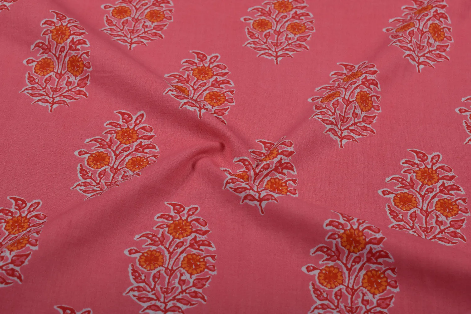 Pink Printed Cotton Cambric Fabric