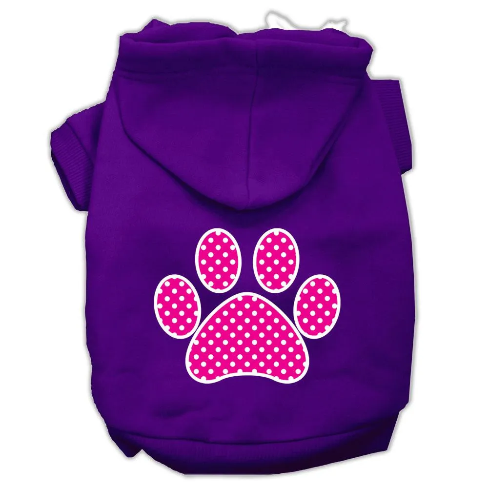 Pink Swiss Dot Paw Screen Print Pet Hoodies Purple Size Sm (10)