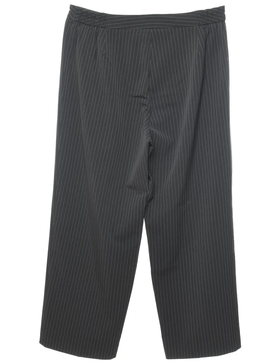 Pinstriped Black Casual Trousers - W34 L28