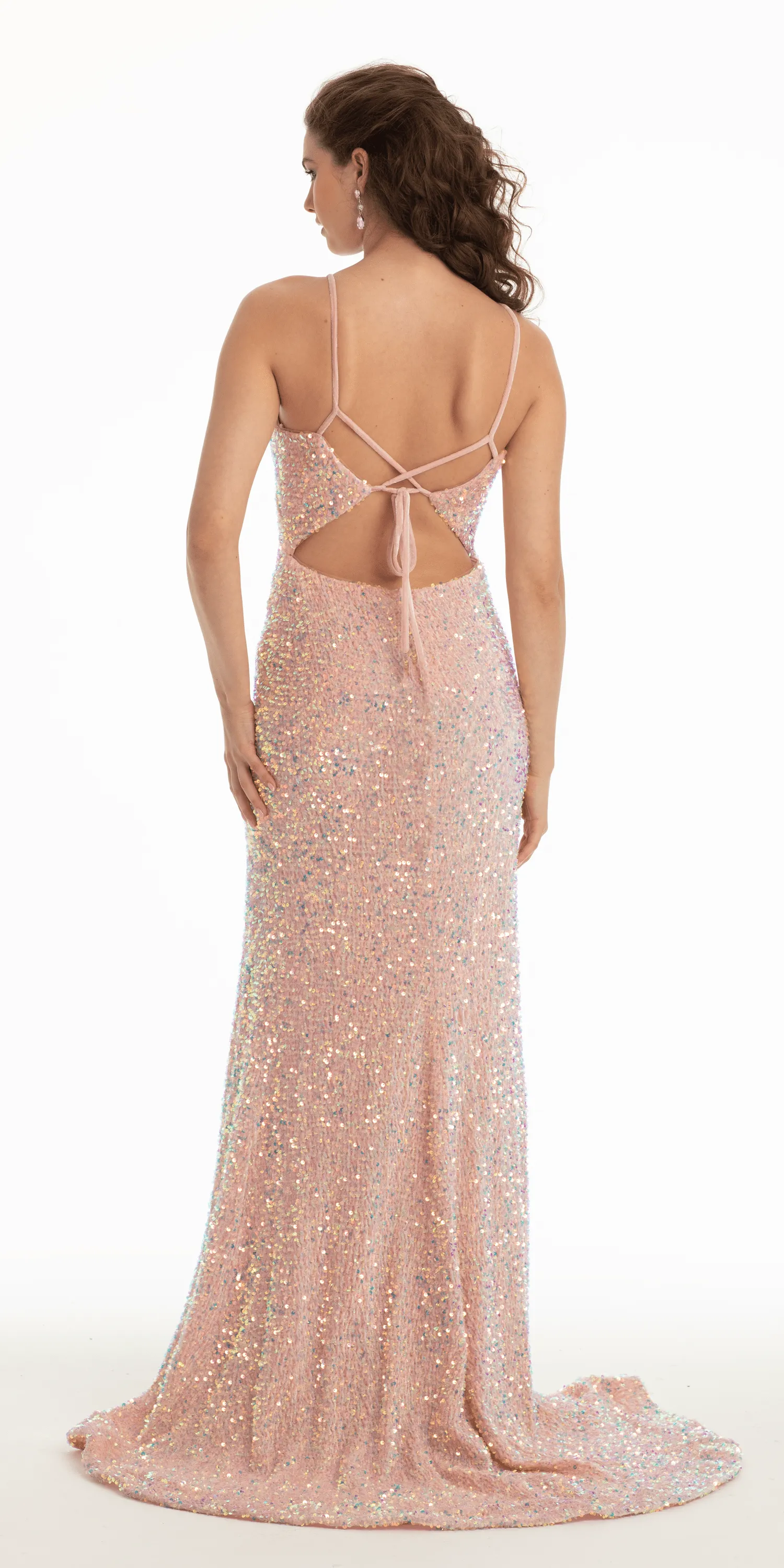 Plunging Sequin Dress with Side Slit