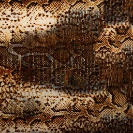 Printed Polyester Crepe - FOLKLORE - Snakes - Cocoa