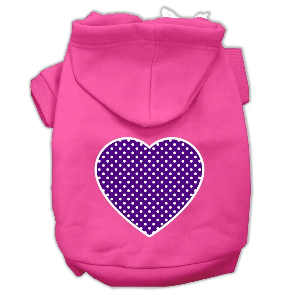 Purple Swiss Dot Heart Screen Print Pet Hoodies Bright Pink Size XL (16)