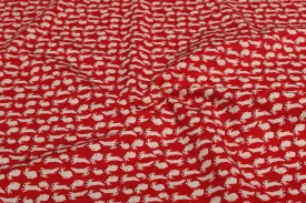 Red Printed Cotton Poplin Fabric