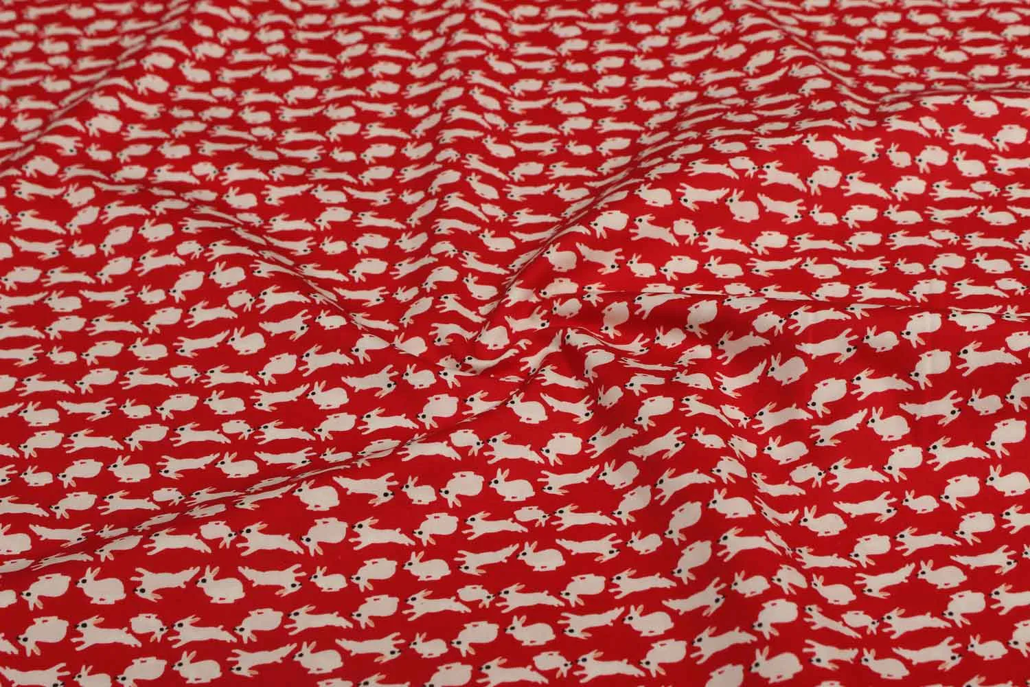 Red Printed Cotton Poplin Fabric