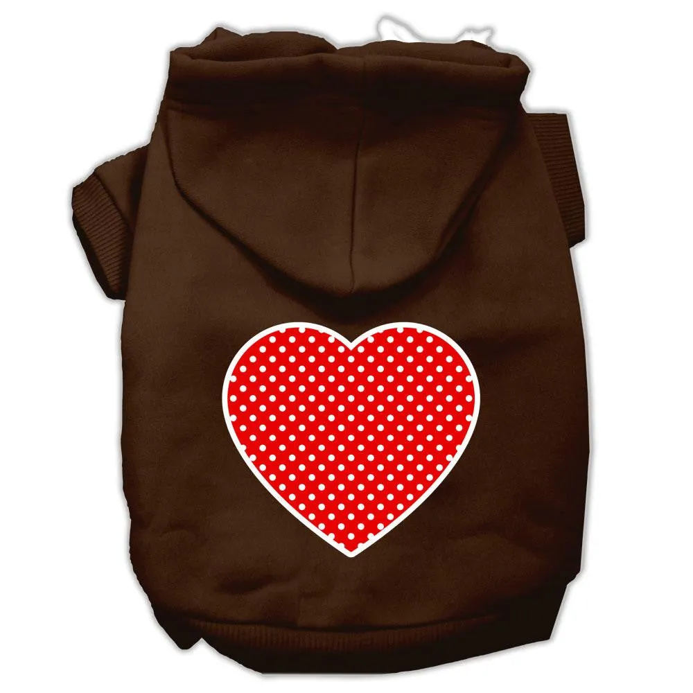 Red Swiss Dot Heart Screen Print Pet Hoodies Brown Size XL (16)