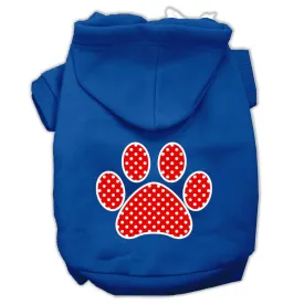 Red Swiss Dot Paw Screen Print Pet Hoodies Blue Size Sm (10)