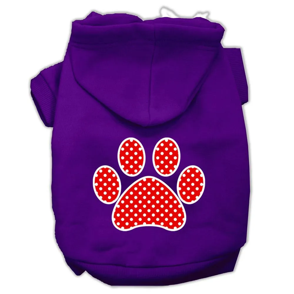 Red Swiss Dot Paw Screen Print Pet Hoodies Purple Size XL (16)