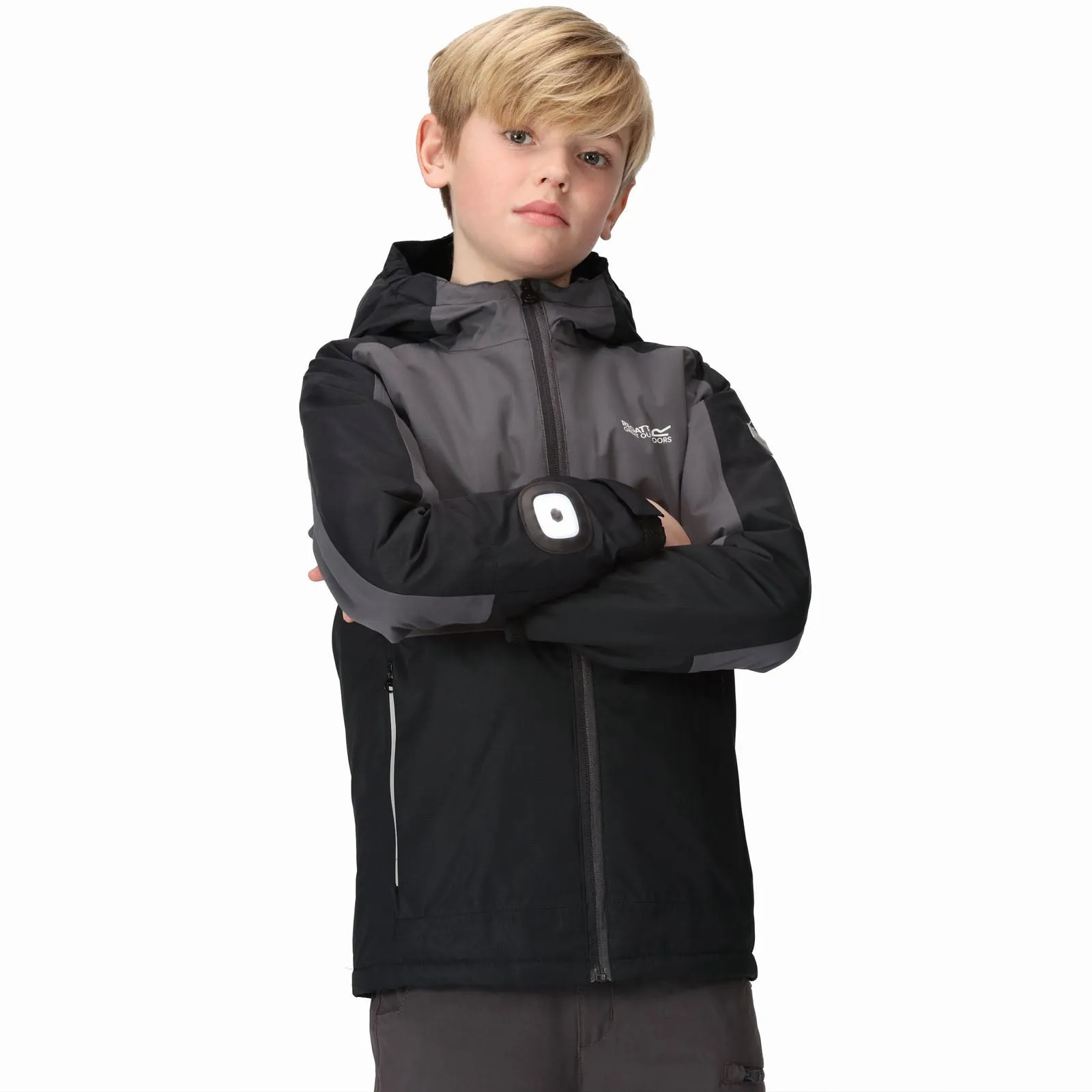 Regatta Kids Beamz III Waterproof Hooded Jacket - Black Seal