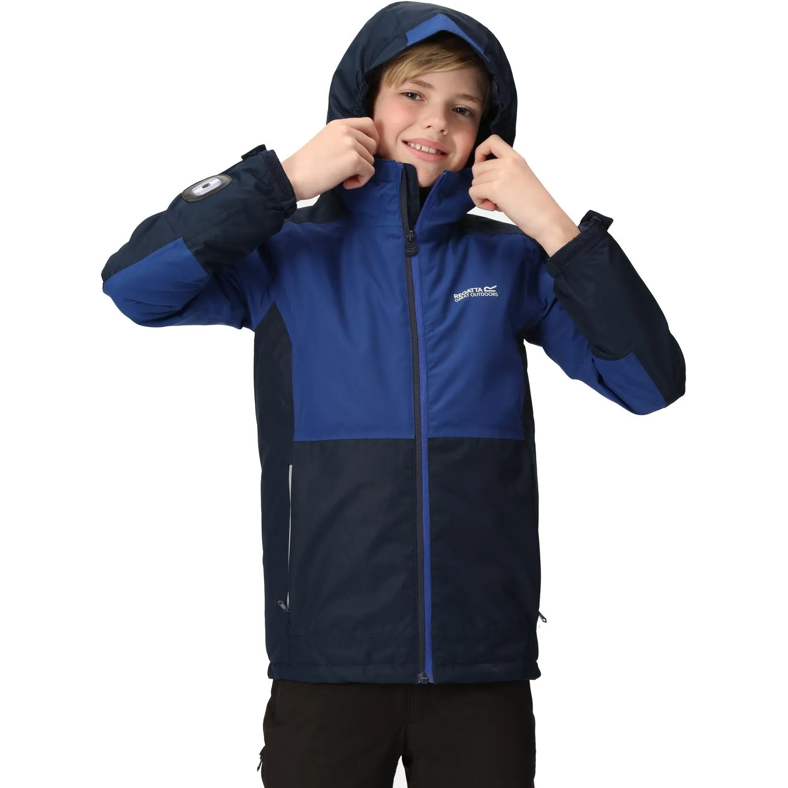 Regatta Kids Beamz III Waterproof Hooded Jacket - Black Seal