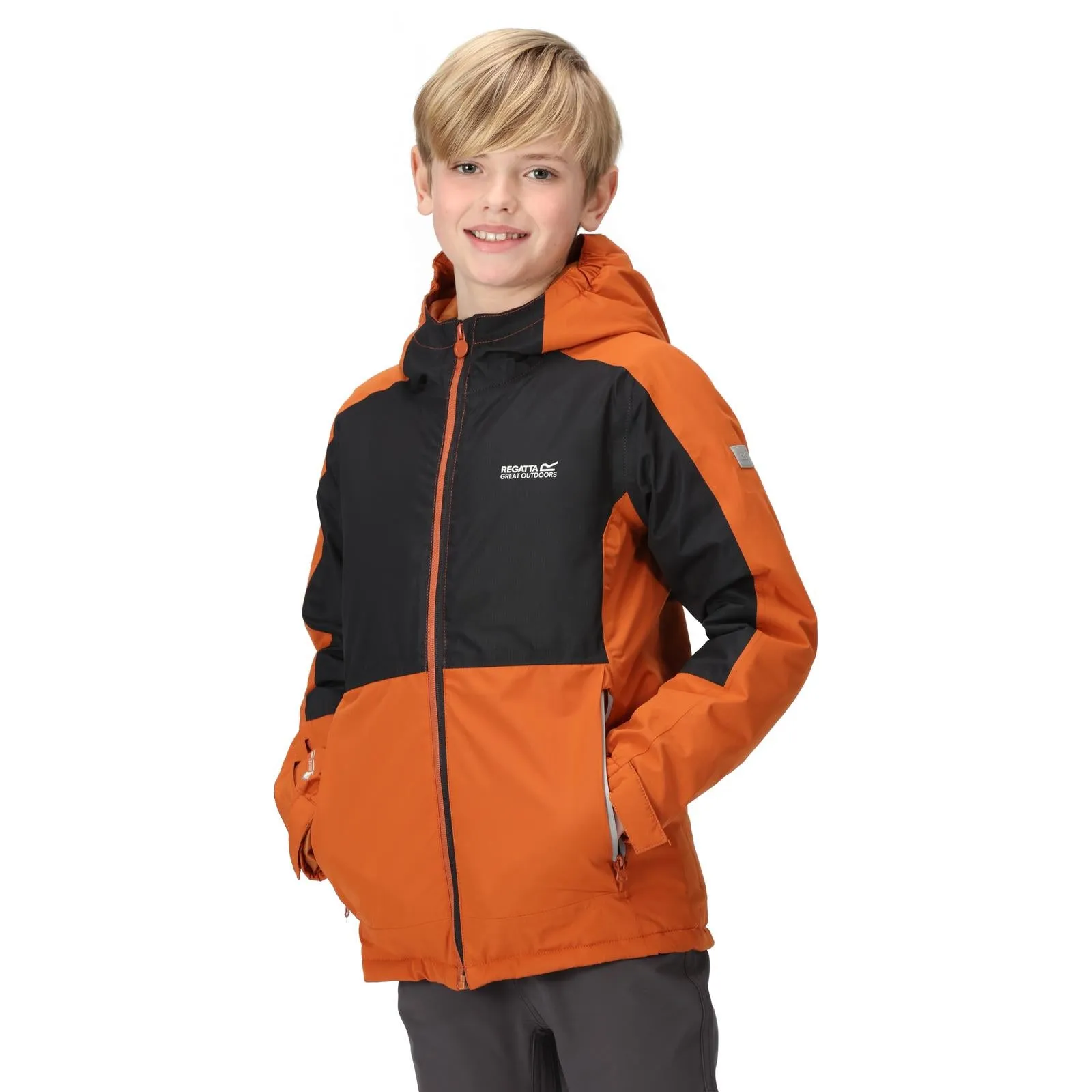 Regatta Kids Beamz III Waterproof Hooded Jacket - Black Seal