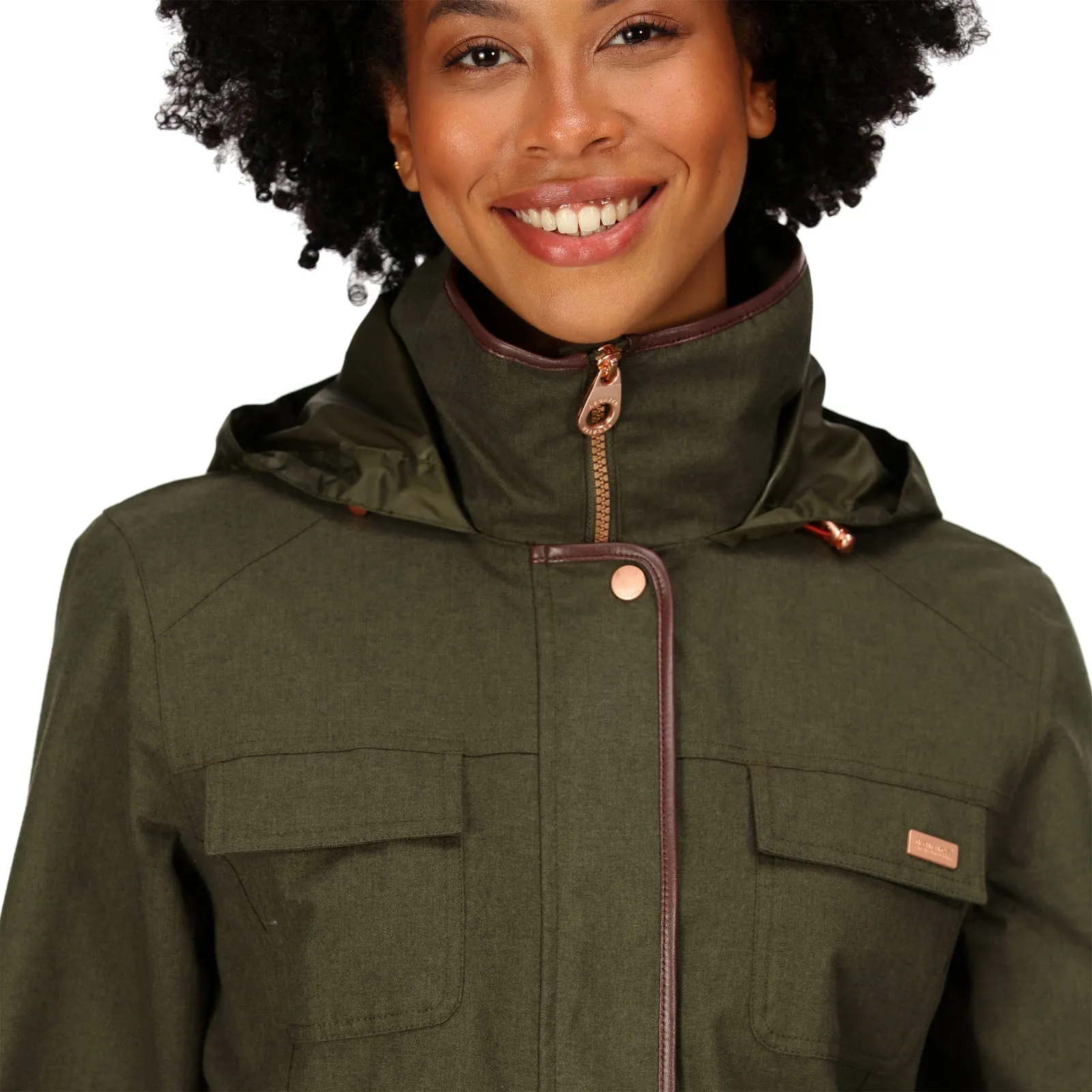 Regatta Womens Alixa Waterproof High Collar Jacket - Dark Khaki