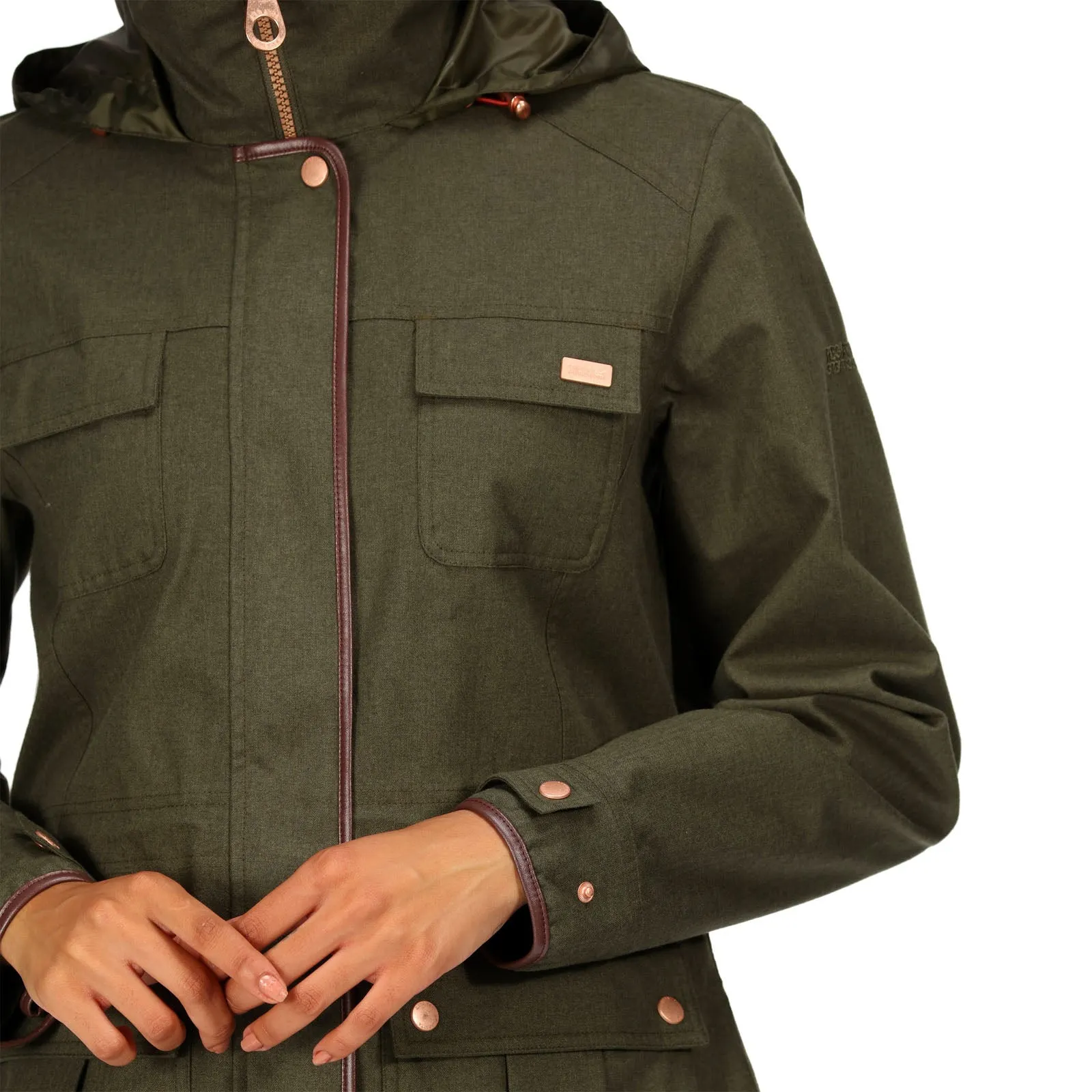 Regatta Womens Alixa Waterproof High Collar Jacket - Dark Khaki